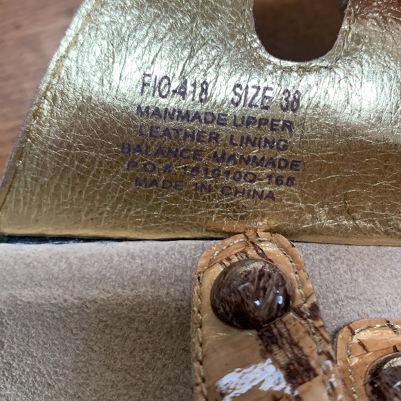 Alegria Fiona Sandals Women’s Patent Leather Tan Cork Print Platform Size 38 - Picture 7 of 14